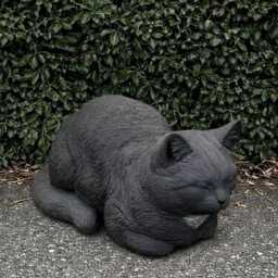 Handmade Concrete Black Cat Statue Outdoor Memorial Kitten Ornament, Yard Art Lover Gift