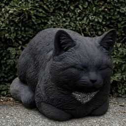 Handmade Concrete Black Cat Statue Outdoor Memorial Kitten Ornament, Yard Art Lover Gift - thumbnail 3