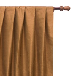 Dark Tan Art Silk Curtain Panels, Faux Curtains - Rod Pocket, Grommet, Box Pleat, Three Pinch Tab Top & Plain Ring Top - thumbnail 1