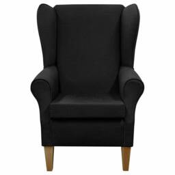 Handmade High Back Armchair Harrow Slub Charcoal Fabric - thumbnail 2