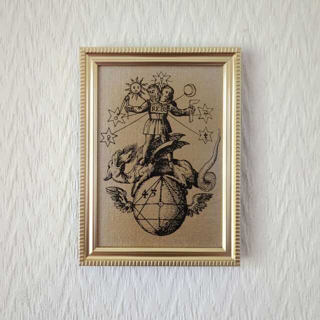"Alchemical Rebis - Basil Valentine, 1613 Handmade Reproduction On Canvas Alchemy Occult 5""x7" - image 1