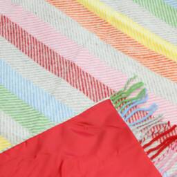 Stripe Herringbone Wool Picnic Blanket With Leather Strap - Waterproof Mat Camping Gift Beach Accessories - thumbnail 3