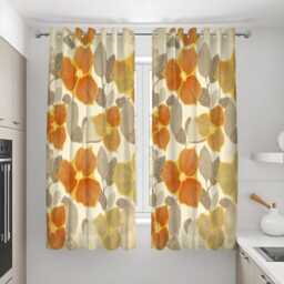 Retro Floral Curtains, Bold Orange & Yellow Flower Drapes, Custom Made Window Panels For Living Room, Eyelet Or Rod Pocket Options - thumbnail 3