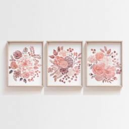 Watercolor Flowers Blush Nursery Decor Baby Girl Wall Peony Print Botanical Art Floral Gift - thumbnail 2