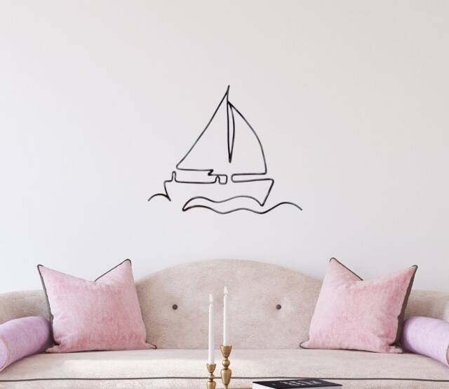 Boat Gifts Nautical Wire Wall Art Home Decor, Decor Bedroom Bathroom Nursery Sea Wave Hangings - image 1