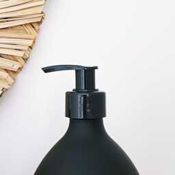 Matt Black Glass Soap Dispenser Bottle - Retro Stamped Label Pump Choice Of Sizes - thumbnail 3