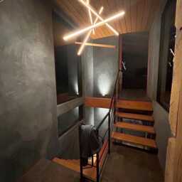 Wooden Abstract Chandelier With Led Lines Chaos Lighting, Modern Suspension Sleek Chandelier, Minimal Chandelier Nebula 5 - thumbnail 2