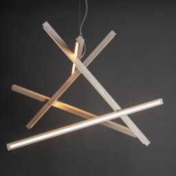 Wooden Abstract Chandelier With Led Lines Chaos Lighting, Modern Suspension Sleek Chandelier, Minimal Chandelier Nebula 5 - thumbnail 4