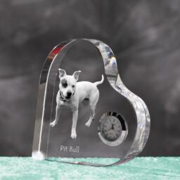 American Pit Bull Terrier - Crystal Clock in The Shape Of A Heart With Image Pure-Bred Dog - thumbnail 2