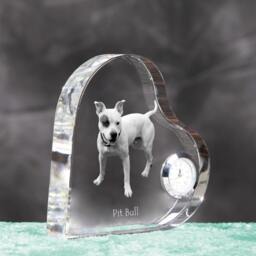 American Pit Bull Terrier - Crystal Clock in The Shape Of A Heart With Image Pure-Bred Dog - thumbnail 3