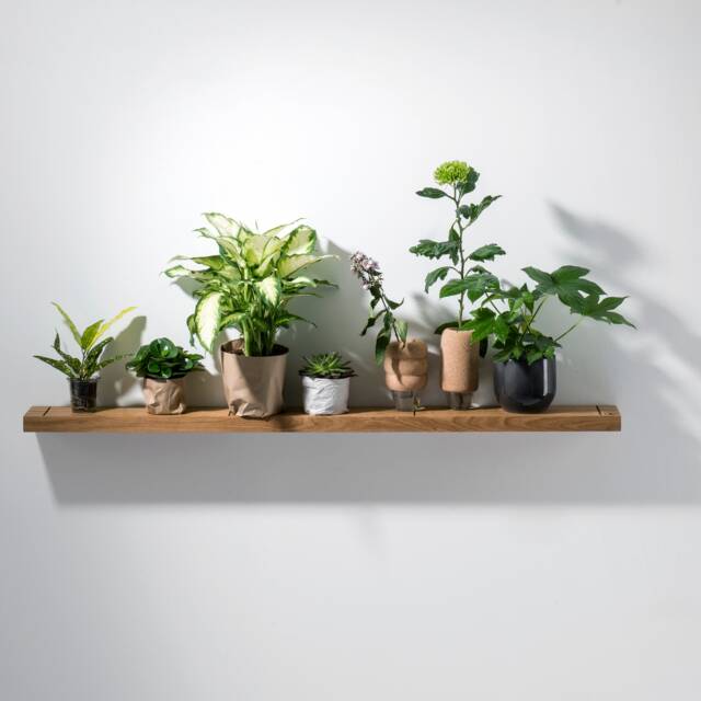 Rustic Wall Shelf Made Of Oak Wood With Metal Bookends - image 1