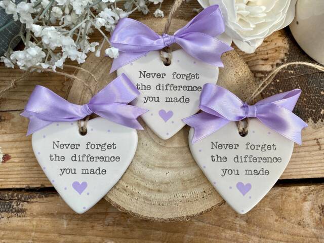 Personalised Leaving Gift - Colleague Coach Teacher Thank You Present Ceramic Heart Keepsake Special Boss Hanging Hand Stamped - image 1