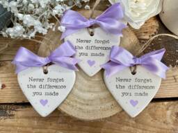 Personalised Leaving Gift - Colleague Coach Teacher Thank You Present Ceramic Heart Keepsake Special Boss Hanging Hand Stamped - thumbnail 1