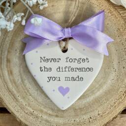 Personalised Leaving Gift - Colleague Coach Teacher Thank You Present Ceramic Heart Keepsake Special Boss Hanging Hand Stamped - thumbnail 2