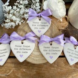 Personalised Leaving Gift - Colleague Coach Teacher Thank You Present Ceramic Heart Keepsake Special Boss Hanging Hand Stamped - thumbnail 3