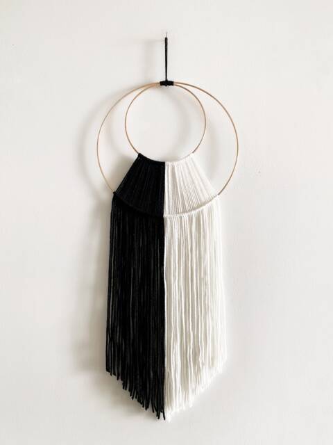 Black & White Macrame Hoop Wall Hanging, 26 - image 1