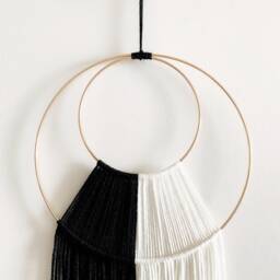 Black & White Macrame Hoop Wall Hanging, 26 - thumbnail 2