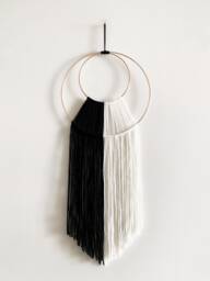 Black & White Macrame Hoop Wall Hanging, 26 - thumbnail 1