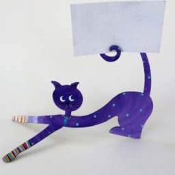 Cat in Socks Hand Painted Steel Sculpture - Sitting Cat - thumbnail 4