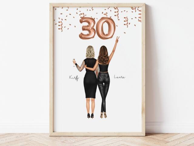 Personalised Friend 30Th Birthday Print, Custom Portrait - Digital Or Physical Print Available - image 1