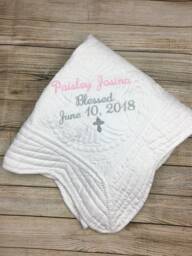 Personalized Baby Blanket Boy Monogrammed Quilt Embroidered Keepsake Baptism Gift Newborn