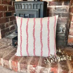 1428. Red Isabella Trail, Linen Look 100% Cotton Cushion Cover - thumbnail 1