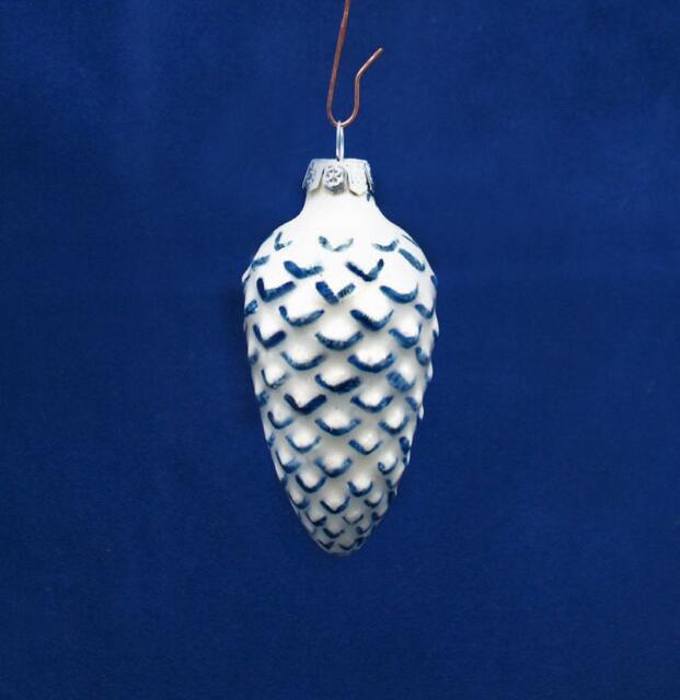 Handmade Ceramic Pine Cone Ornament - Delft Blue Or Gold Christmas Decor - image 1