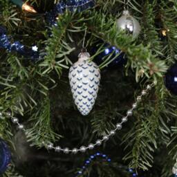 Handmade Ceramic Pine Cone Ornament - Delft Blue Or Gold Christmas Decor - thumbnail 2