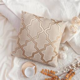 Dark Tan Beige Throw Pillow Cover, Decorative Cushion Covers, Satin Blend Moroccan Pattern Accent Pillowcase, Modern Farmhouse Home Decor - thumbnail 2