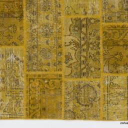 4' X 6' - 122 183 cm Yellow Handmade Turkish Patchwork Rug - thumbnail 3