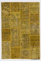 4' X 6' - 122 183 cm Yellow Handmade Turkish Patchwork Rug