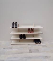 Modern Birch Shoe Rack White Or Black Laminate, Handmade
