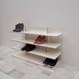 Modern Birch Shoe Rack White Or Black Laminate, Handmade - thumbnail 3