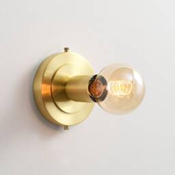Luna Brushed Gold Flush Mount Light - Mid Century Industrial Modern Wall Sconce Or Ceiling Fixture For Hallways & Small Rooms