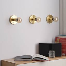 Luna Brushed Gold Flush Mount Light - Mid Century Industrial Modern Wall Sconce Or Ceiling Fixture For Hallways & Small Rooms - thumbnail 2