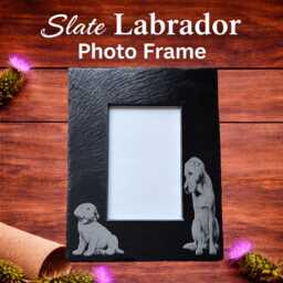 Engraved Slate Labrador Photo Frame, Pet Memorial Keepsake, Puppy Parent Illustration - thumbnail 1