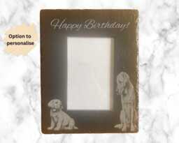 Engraved Slate Labrador Photo Frame, Pet Memorial Keepsake, Puppy Parent Illustration - thumbnail 3