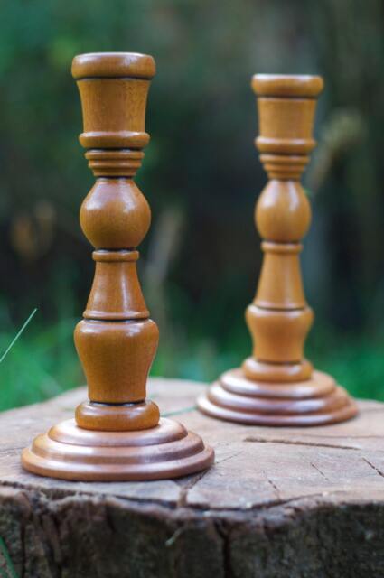 Handcrafted Wooden Candlestick Holders Turned in Sapele & Keruing - image 1