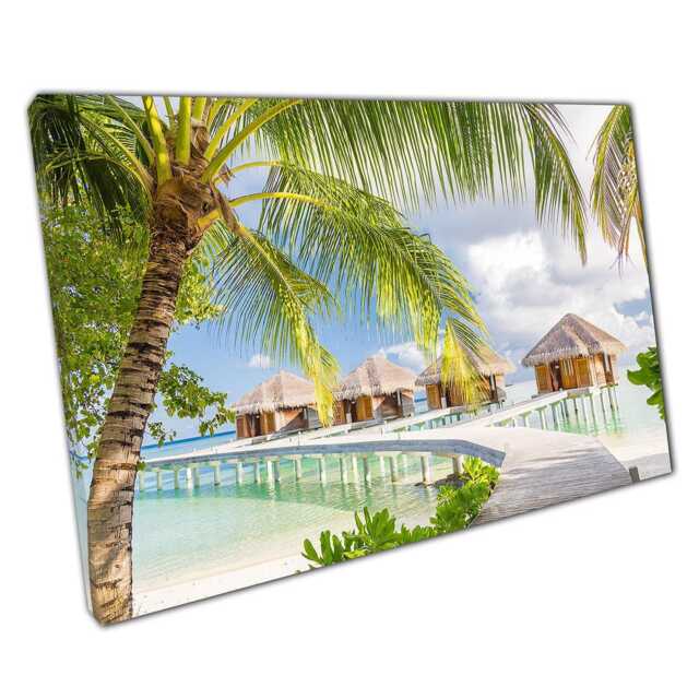 Serene Coastal Villas Canvas Luxury Seascape Beach Wall Art For Home Office Decor - image 1