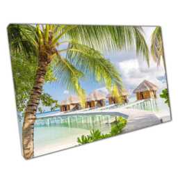 Serene Coastal Villas Canvas Luxury Seascape Beach Wall Art For Home Office Decor - thumbnail 1