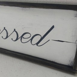 Blessed Wood Sign // Distressed Wooden Sign Farmhouse Style Rustic Faith Inspirational Wall Art Black Frame - thumbnail 2