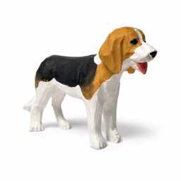 Hand-Carved Wooden Beagle Figurine - Tricolor Hound Dog Sculpture Whimsical Pet Desk Decor Mom Gift Idea - thumbnail 2