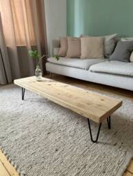Coffee Table Made From Unoiled Scaffolding Planks On Hairpin Legs - thumbnail 1