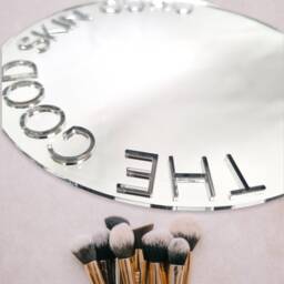Custom Cut Out Name Mirror Round Acrylic Mirror With White Backing - thumbnail 2