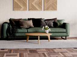 Modern Coffee Table - Round Coffee Table Wood Scandi Aesthetic Solid Wood - thumbnail 1