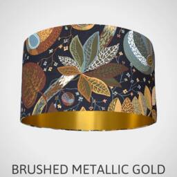 Tropical Leaf Lampshade With Gold Lining in Rusty Brown & Yellow Scandinavian Fabric, 25cm To 45cm Diameter Handmade By Vivid Shades - thumbnail 1