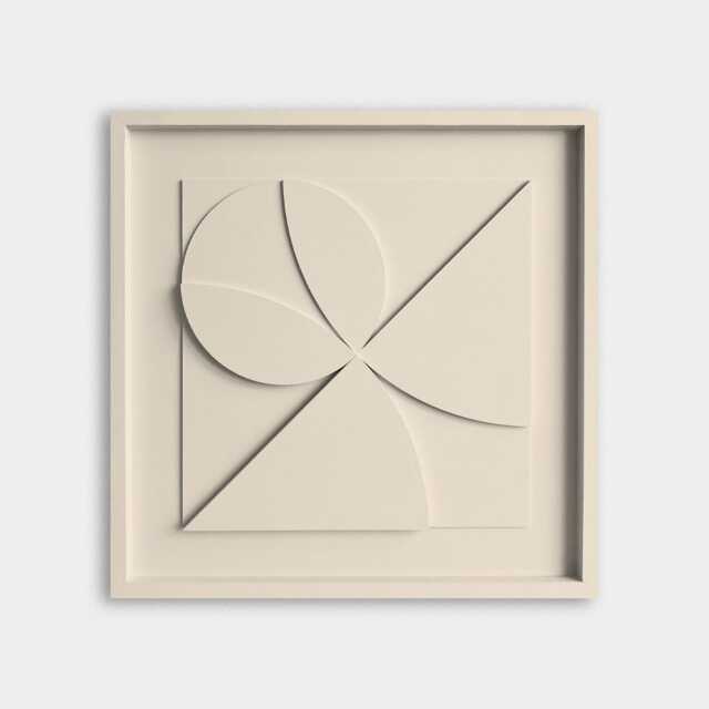 Geometric Relief Wall Sculpture - Mid Century Modern Art - 50x50cm - image 1
