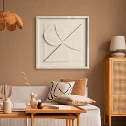 Geometric Relief Wall Sculpture - Mid Century Modern Art - 50x50cm - thumbnail 2