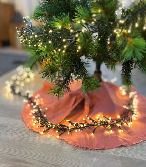 Pink Christmas Tree Skirt Handcrafted Small Linen Holiday Decor, Custom Color Available - image 1
