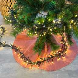 Pink Christmas Tree Skirt Handcrafted Small Linen Holiday Decor, Custom Color Available - thumbnail 2